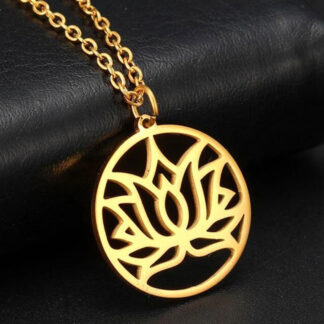 Yuvarlak Lotus Çiçeği Kolye