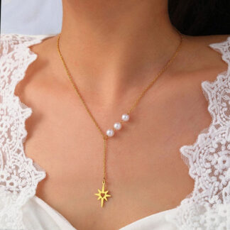 İncili Kuzey Yıldızı Kolye